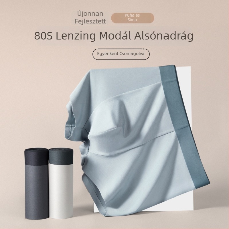 Prémium férfi boxeralsó Lenzing Modalból, 80 szálas, középmagas derék, lélegző, nagy méret