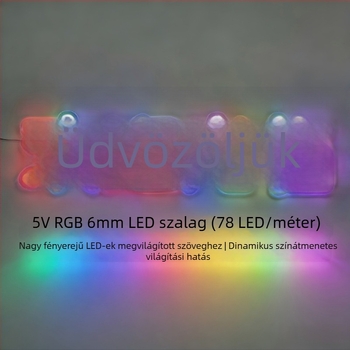 5V S-alakú LED-szalag, ultra-szűk és rugalmas, 78 LED, 6W, világító betűkhöz tervezve