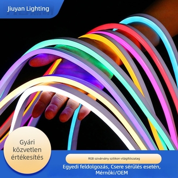 RGB neon szilikon LED szalag, rugalmas, 64 színű atmoszférikus világítás, 5V/12V/24V, 108 LED, kültéri vízálló