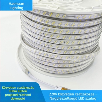 LED kétsoros fénycsík, 220V, vízálló, RGB színváltó, mennyezeti dekoratív világítás