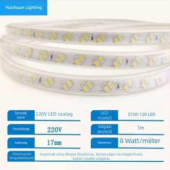 LED kétsoros fénycsík, 220V, vízálló, RGB színváltó, mennyezeti dekoratív világítás