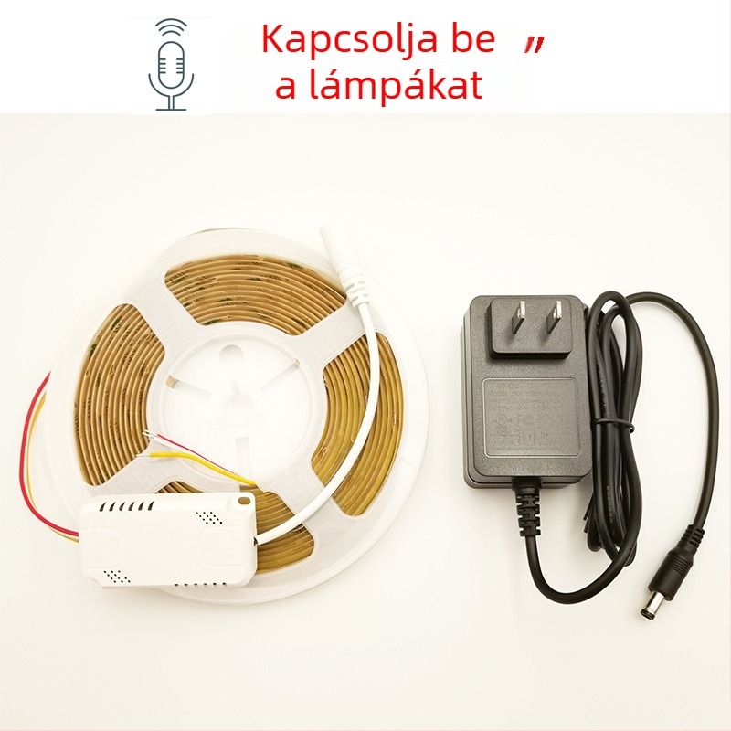 Háromszínű COB LED szalag intelligens hangvezérléssel, 12V, kettős színhőmérséklet, állítható éjszakai fény, 5 m készlet