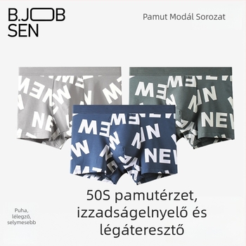 Férfi modal-pamut boxeralsó, varrat nélküli, gyorsan száradó, divatos mintás