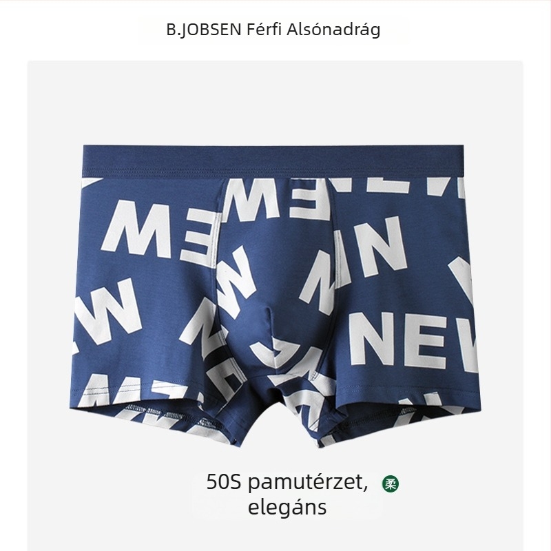 Férfi modal-pamut boxeralsó, varrat nélküli, gyorsan száradó, divatos mintás