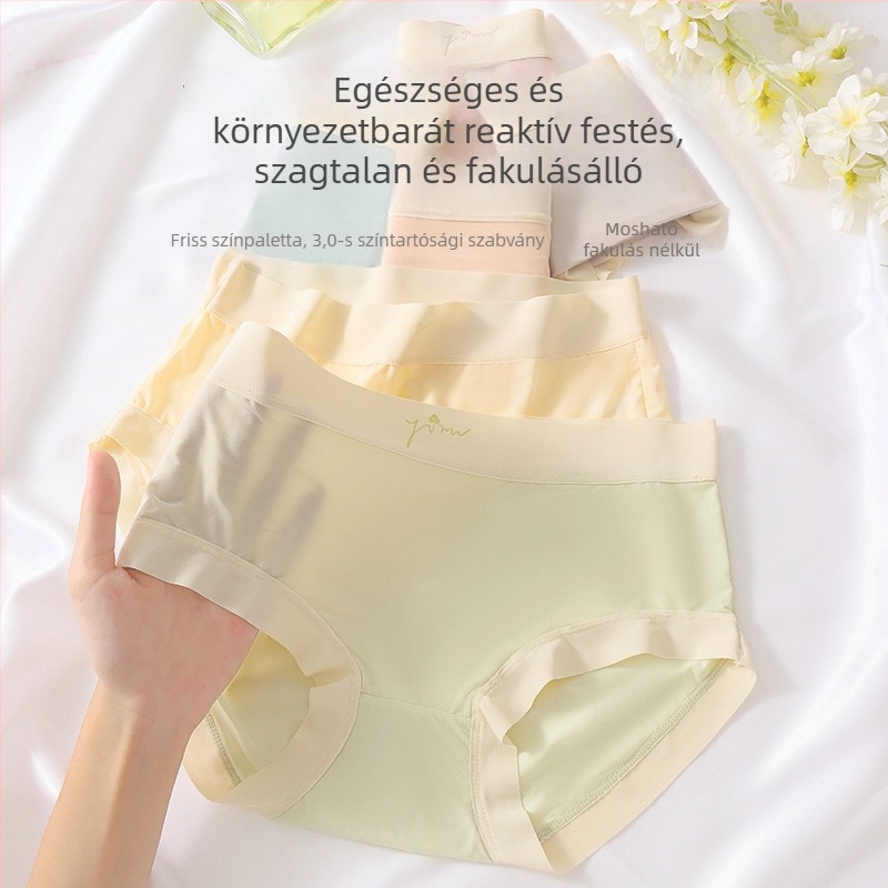 Női ice silk alsónemű, nude érzet, lélegző, magas derék, pamut intimrész antibakteriális