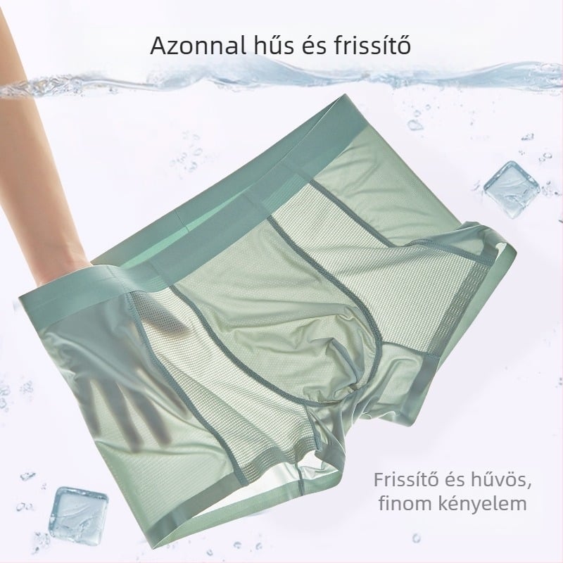 Férfi jégselyem lélegző, antibakteriális boxer brief, középmagas derekú