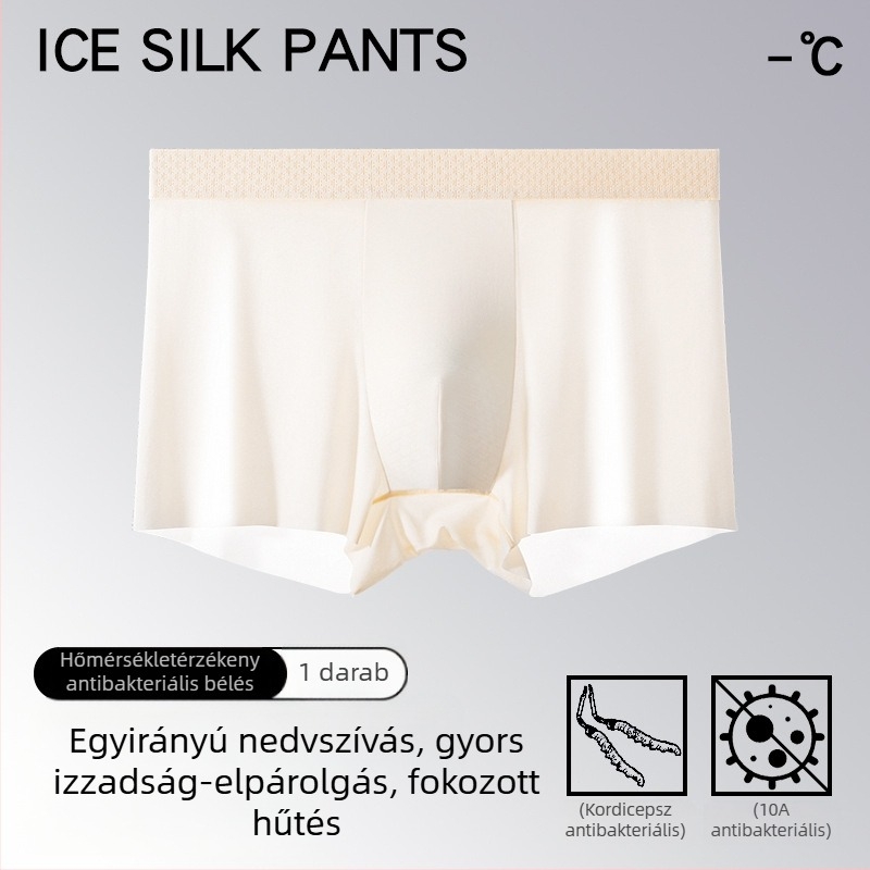 Ice Silk férfi boxerek, 10A antibakteriális Cordyceps, termoreguláló, ultra vékony nyári viselet