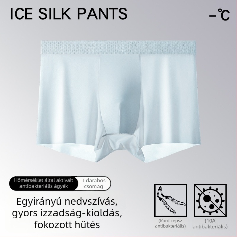 Ice Silk férfi boxerek, 10A antibakteriális Cordyceps, termoreguláló, ultra vékony nyári viselet