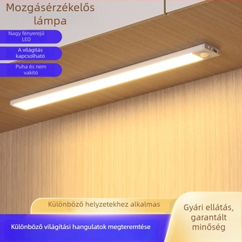Ultra vékony LED-szalag mozgásérzékelővel, állítható fényerővel, újratölthető, öntapadós, szekrényekhez, ruhásszekrényekhez és borospultokhoz