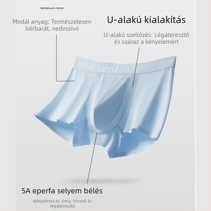 Modal férfi boxeralsónemű nyárra, vékony, lélegző, antibakteriális, laza szabás, középmagasságú derék, egyszínű