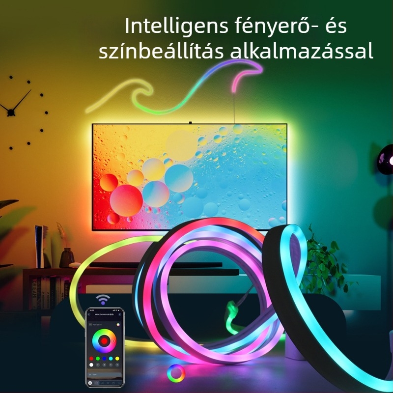 USB színes Bluetooth‑os zenei LED TV háttérvilágítás, rugalmas szilikon DIY forma