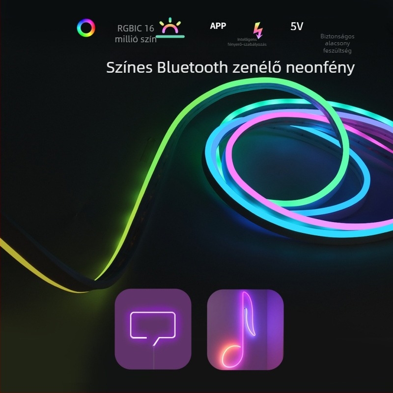 USB színes Bluetooth‑os zenei LED TV háttérvilágítás, rugalmas szilikon DIY forma