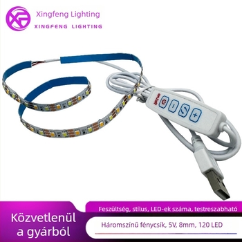5V háromszínű állítható LED-szalag 120 LED-del, USB kapcsolóval a képkeret világításához, két színű kozmetikai tükör és LED ajándékdoboz