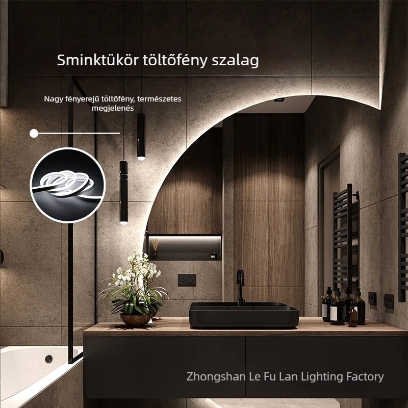 Tükrök elé helyezett LED-szalag kettős színhővel, SMD2835, szélesség 5mm/8mm, öntapadó