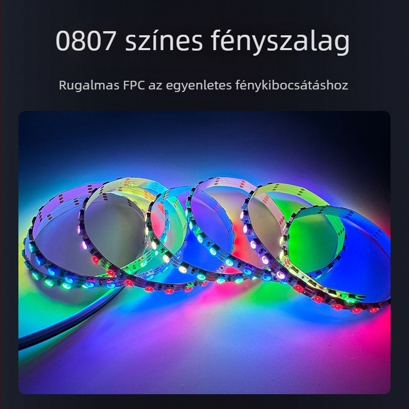 5 mm-es fantázia LED-szalag, modell 0807, programozható lineáris puha fénycsík távirányítóval