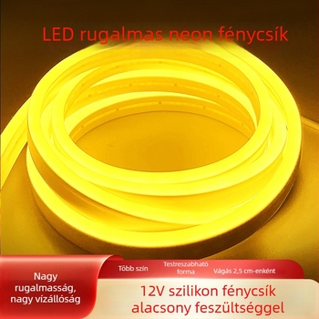 12V-os szilikon neon LED-szalag, rugalmas, vízálló, kültéri és beltéri használatra, 6×12 mm, 120 LED
