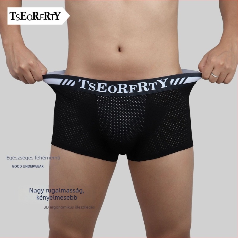 Őszi–téli 2025: férfi boxer briefs könnyű, lélegző hálós anyagú, jégselyem