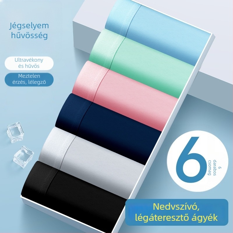 Férfi Ice Silk alsónadrág, lélegző, hűsítő, bőrbarát, kényelmes, nagy méret, egyszínű, poliészter
