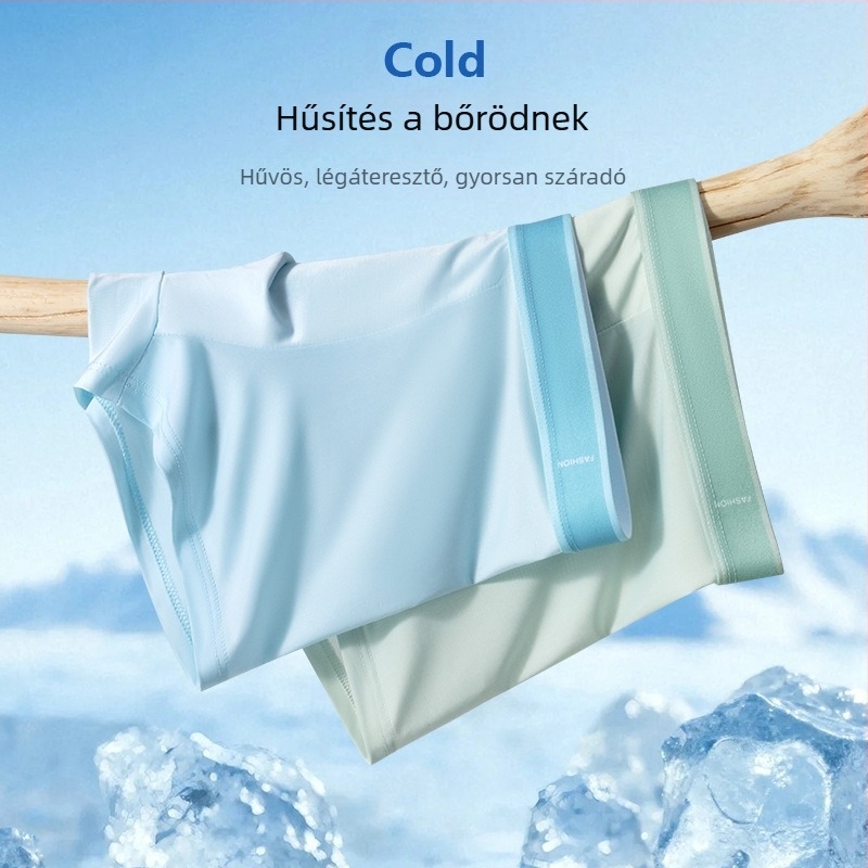 Férfi Ice Silk alsónadrág, lélegző, hűsítő, bőrbarát, kényelmes, nagy méret, egyszínű, poliészter