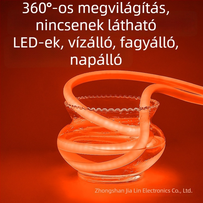 Kör alakú LED-neon szalag, 14 mm, 220V, hajlékony, kültéri vízálló világítás, 360° megvilágítás