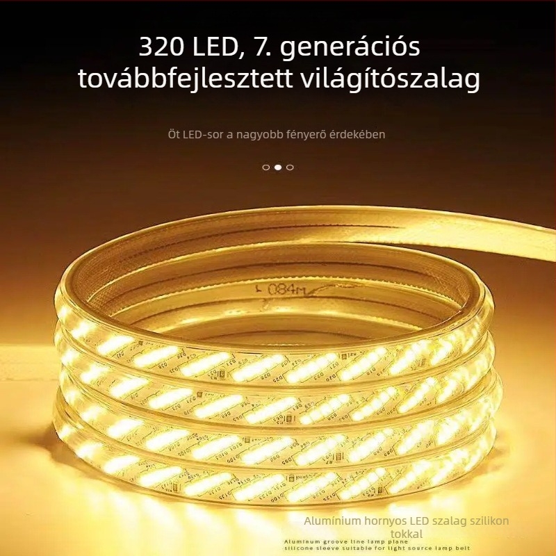 Kültéri vízálló öt soros LED-szalag, 320 LED-del, 16W, 120° sugárzási szög, Philips LED-chippek 2835