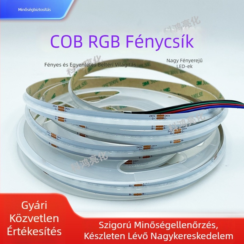 12V COB LED szalag, rugalmas, RGB világítás szekrényekhez