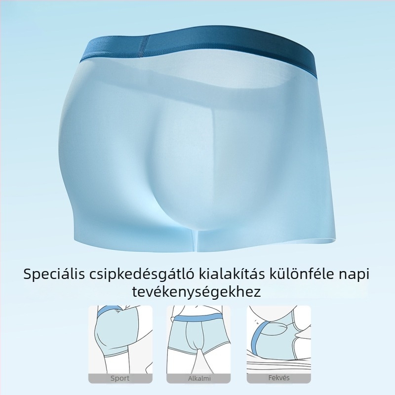Férfi Ice Silk boxerek – plusz méret, lélegzők, antibakteriális, gyorsan száradó, egyszínű, pamuttal bélelt ágyékrész