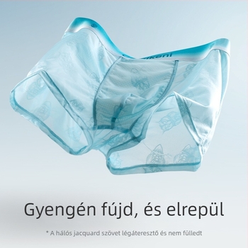 Ice Silk férfi boxerok, gyorsan száradó, ultra vékony, légáteresztő hálószövet, jacquard állatmintás