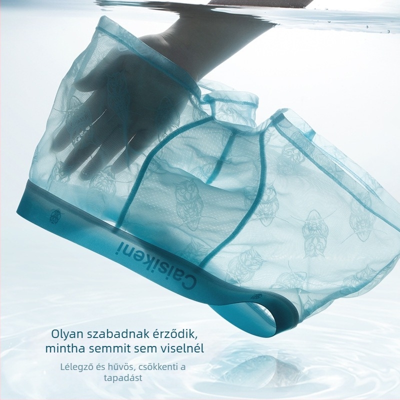 Ice Silk férfi boxerok, gyorsan száradó, ultra vékony, légáteresztő hálószövet, jacquard állatmintás