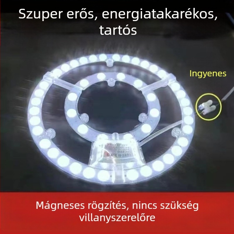 LED retrofit lámpamodul mennyezeti panelhez, kör alakú fényforrás modul E27-es foglalattal, alumínium ház, távirányító, beltéri használat, energiatakarékos, rendkívül fényes