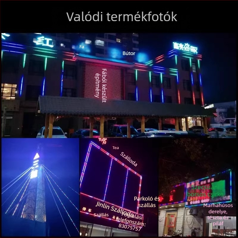Kültéri vízálló LED-szalag, 220V, többszínű vízfolyás hatás, dekoratív hangulatvilágítás ünnepekre