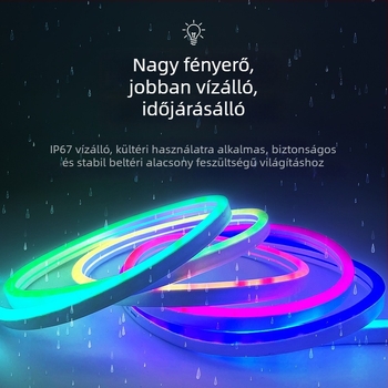 12V-os szilikon LED csík RGB színátmenet, kültéri vízálló, rugalmas világítócsík, fényerő-szabályzóval mérnöki alkalmazásokhoz