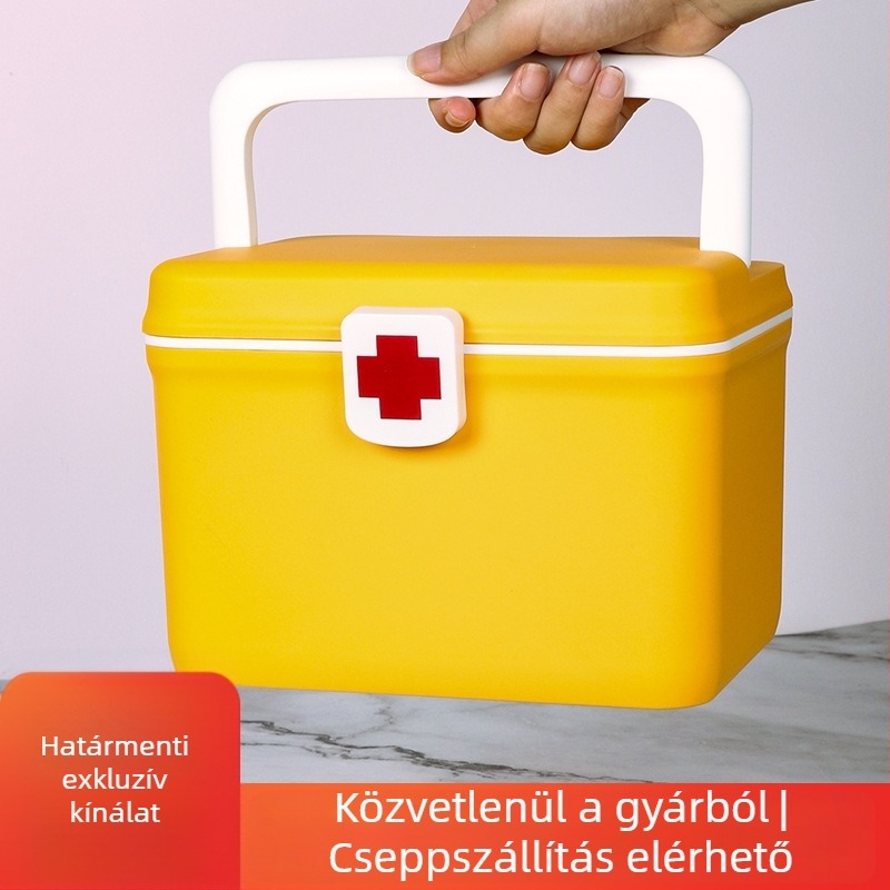 Gyógyszeres doboz, otthoni elsősegély doboz, nagy kapacitású, testreszabható logó