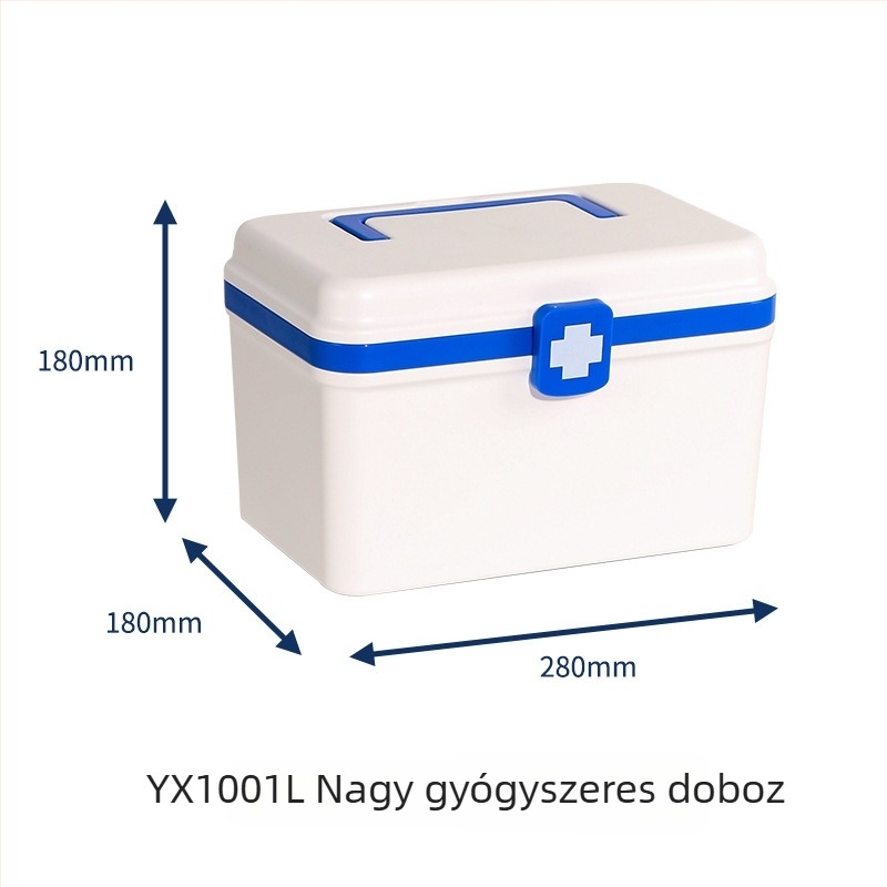 Gyógyszeres doboz, otthoni elsősegély doboz, nagy kapacitású, testreszabható logó