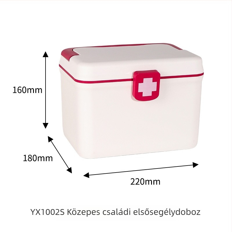 Gyógyszeres doboz, otthoni elsősegély doboz, nagy kapacitású, testreszabható logó
