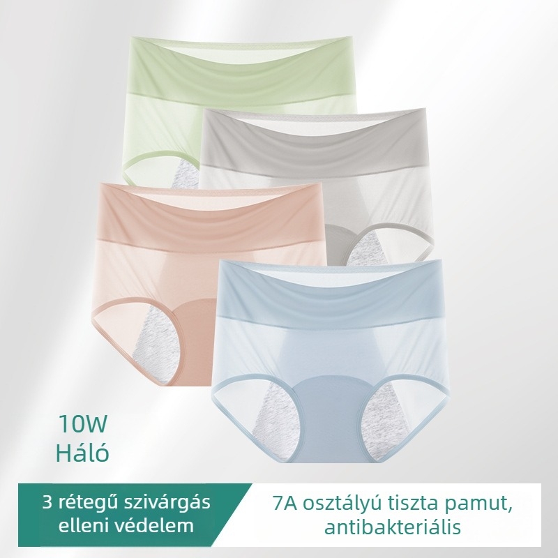 Ice Silk menstruációs női alsónemű, szivárgás elleni védelem a menstruáció alatt, magas derekú, légáteresztő és kényelmes