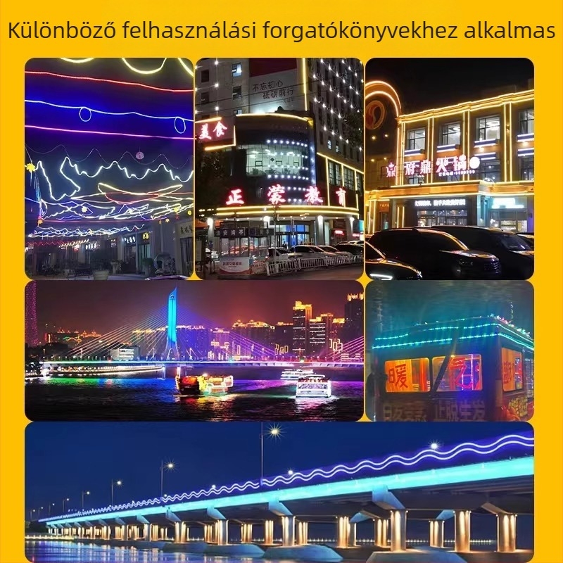 Kültéri vízálló LED marquee fénycsík, RGB hat színű folyó fény, magas fényerő, 144 LED