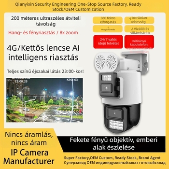 Qian Yixin 700W AI kétkijelzős megfigyelő kamera Gun-Ball All-in-One 4G panoráma zoom Wi‑Fi