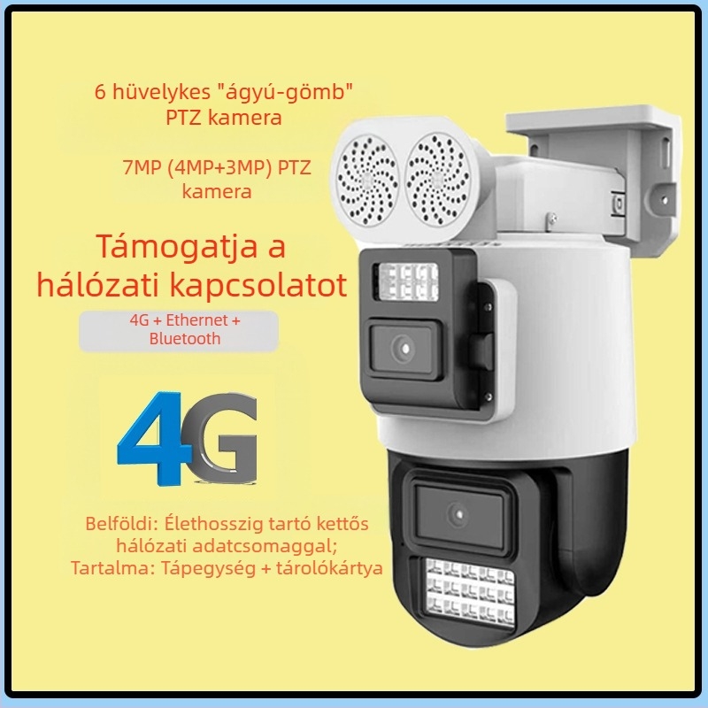 Qian Yixin 700W AI kétkijelzős megfigyelő kamera Gun-Ball All-in-One 4G panoráma zoom Wi‑Fi