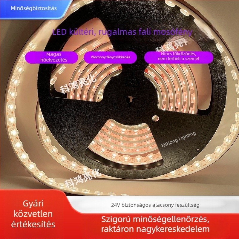 24V LED falmosó szalag diffúzor lencsével, hajlítható, kültéri vízálló világítás