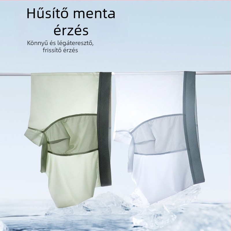Férfi ice silk boxer brief-ek, ultra vékonyak, gyorsan száradóak, lélegzőek, varrás nélküli, egyszínű, nagy méret