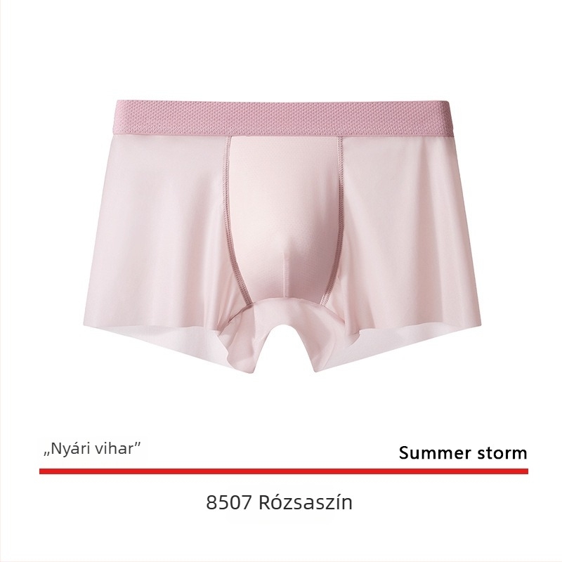 Férfi ice silk boxer brief-ek, ultra vékonyak, gyorsan száradóak, lélegzőek, varrás nélküli, egyszínű, nagy méret