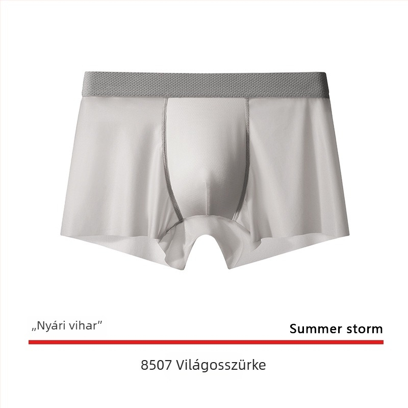Férfi ice silk boxer brief-ek, ultra vékonyak, gyorsan száradóak, lélegzőek, varrás nélküli, egyszínű, nagy méret