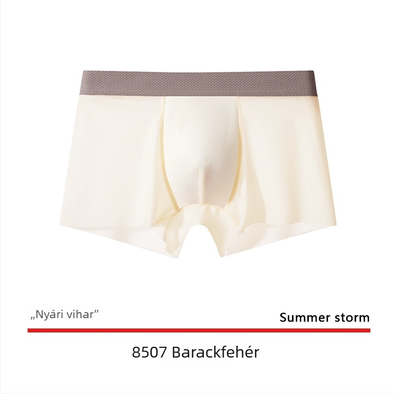 Férfi ice silk boxer brief-ek, ultra vékonyak, gyorsan száradóak, lélegzőek, varrás nélküli, egyszínű, nagy méret