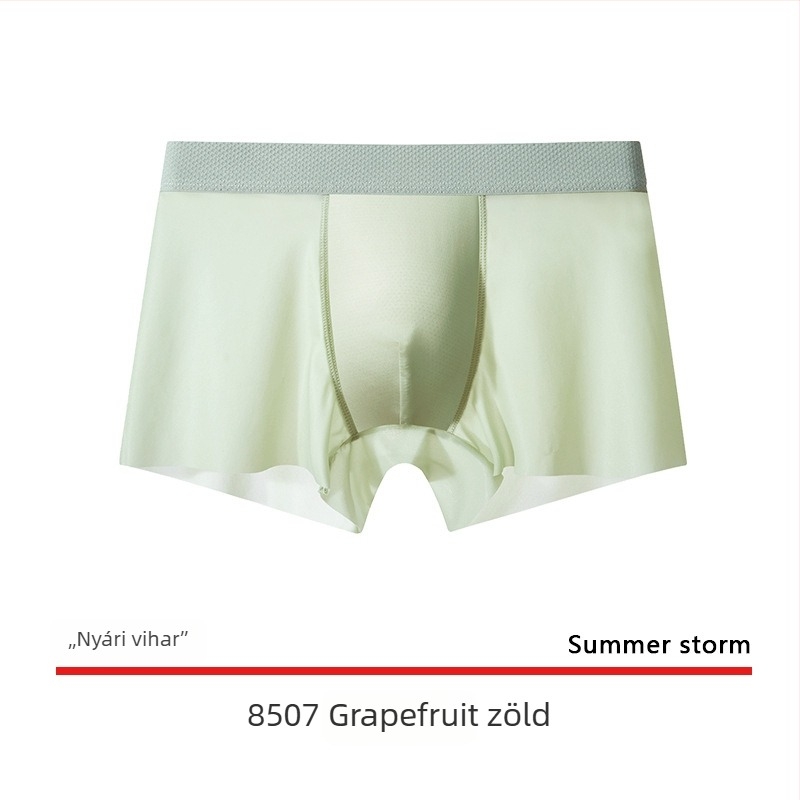 Férfi ice silk boxer brief-ek, ultra vékonyak, gyorsan száradóak, lélegzőek, varrás nélküli, egyszínű, nagy méret