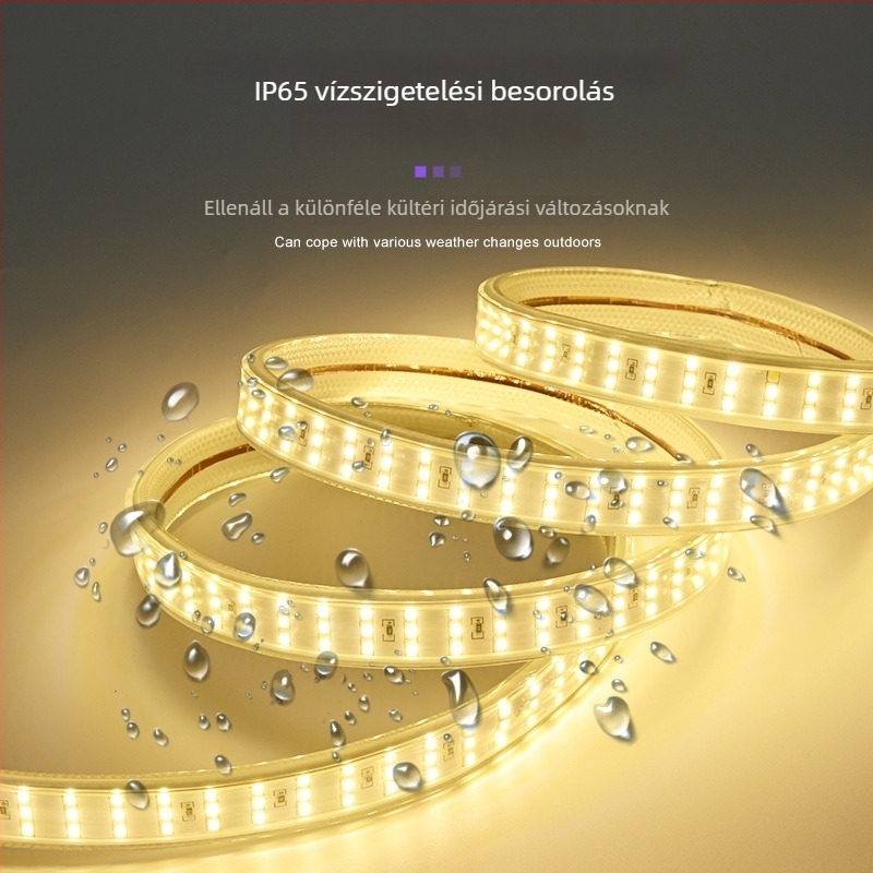 Kültéri vízálló LED-szalag 2835 LED-del, három soros, ultranagy fényerő a tunelok és az építkezések világításához, nagy fényerő, 110V bemenet