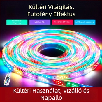 Hat színű kültéri LED futóvíz fénycsík reklámfeliratokhoz, vízálló, ünnepi világítás