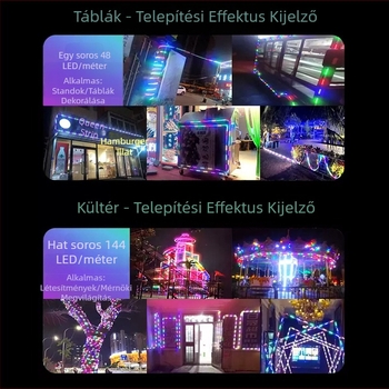 Hat színű kültéri LED futóvíz fénycsík reklámfeliratokhoz, vízálló, ünnepi világítás