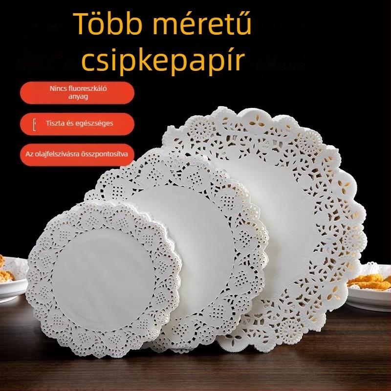 Kör alakú, hímzett szegélyű sütőpapír – olajat felszívó alap sütéshez és édességekhez, 300 lap