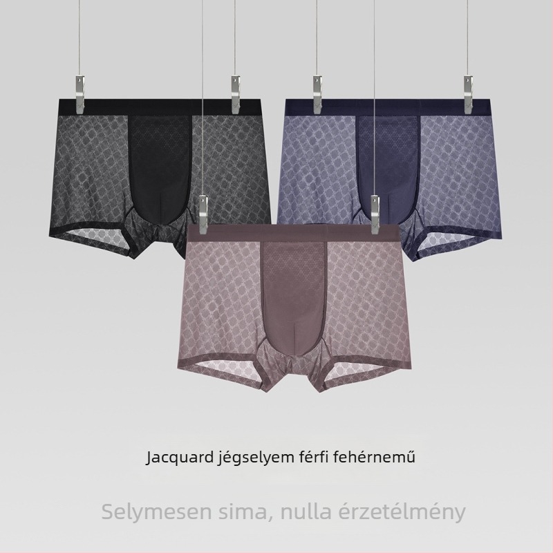 Ice Silk Jacquard férfi boxer brief, nyárra, légáteresztő, gyorsan száradó, antibakteriális
